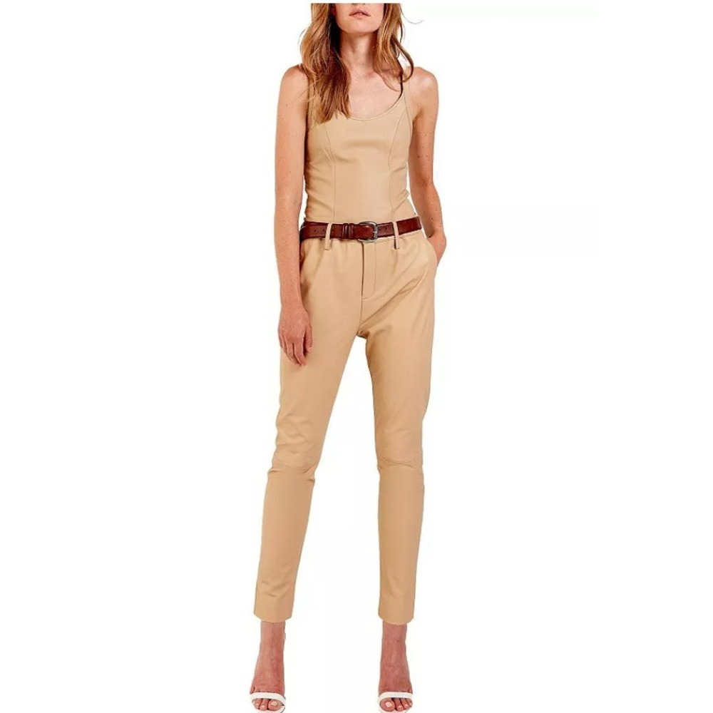 AS by‎ DF Tan Jordan Recycled Leather Trousers High Waisted Ankle Length size 4